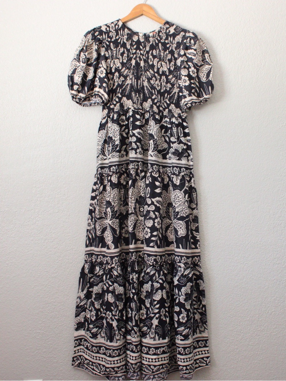 Farm Rio Black Graphic Floral Maxi Dress